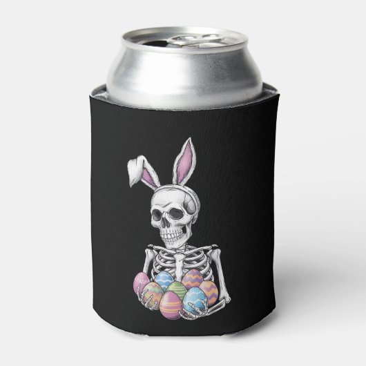 Skeleton Bunny Holding Ostereier Funny Rabbit Dosenkühler (Kanne Vorderseite)