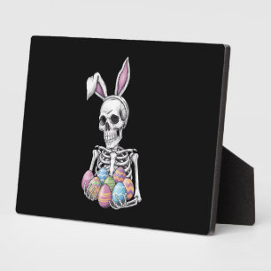Skeleton Bunny Holding Ostereier Funny Rabbit Fotoplatte