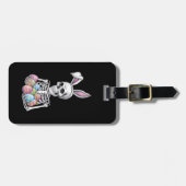 Skeleton Bunny Holding Ostereier Funny Rabbit Gepäckanhänger (Vorderseite horizontal)