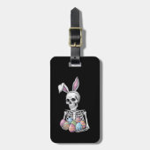 Skeleton Bunny Holding Ostereier Funny Rabbit Gepäckanhänger (Vorderseite vertikal)