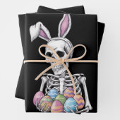 Skeleton Bunny Holding Ostereier Funny Rabbit Geschenkpapier Set (Beispiel)