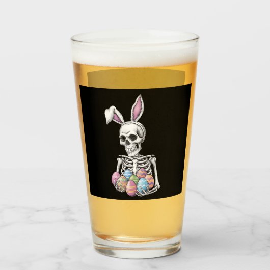 Skeleton Bunny Holding Ostereier Funny Rabbit Glas (Vorne (Gefüllt))