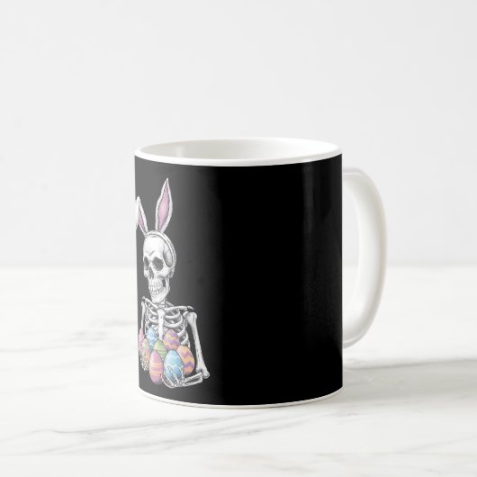 Skeleton Bunny Holding Ostereier Funny Rabbit Kaffeetasse (VorderseiteRechts)