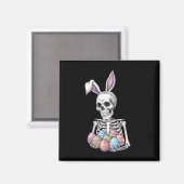 Skeleton Bunny Holding Ostereier Funny Rabbit Magnet (Vorderseite/Rückseite)