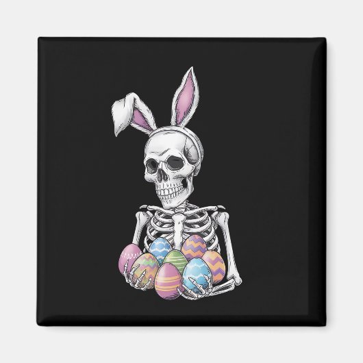Skeleton Bunny Holding Ostereier Funny Rabbit Magnet (Vorne)