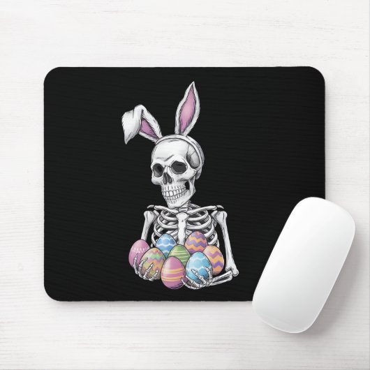 Skeleton Bunny Holding Ostereier Funny Rabbit Mousepad (Mit Mouse)