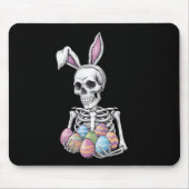 Skeleton Bunny Holding Ostereier Funny Rabbit Mousepad (Vorne)