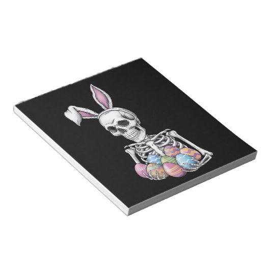 Skeleton Bunny Holding Ostereier Funny Rabbit Notizblock (angewinkelt)