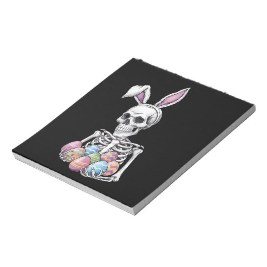 Skeleton Bunny Holding Ostereier Funny Rabbit Notizblock (Rotiert)