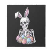 Skeleton Bunny Holding Ostereier Funny Rabbit Notizblock (Vorderseite)