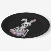 Skeleton Bunny Holding Ostereier Funny Rabbit Pappteller (Schrägansicht)