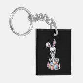 Skeleton Bunny Holding Ostereier Funny Rabbit Schlüsselanhänger (Vorderseite links)