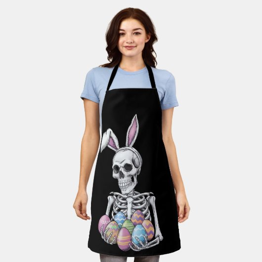 Skeleton Bunny Holding Ostereier Funny Rabbit Schürze (Getragen)