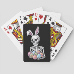 Skeleton Bunny Holding Ostereier Funny Rabbit Spielkarten