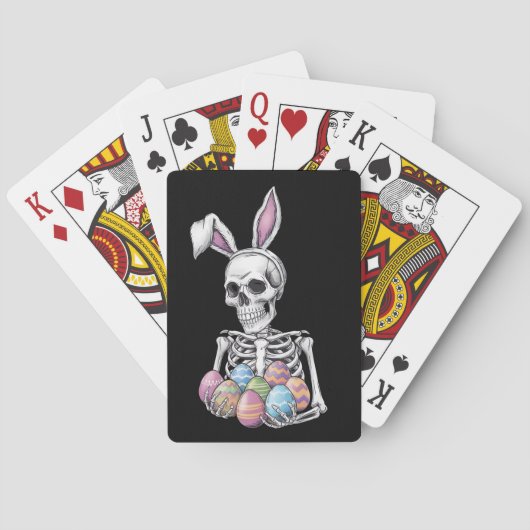 Skeleton Bunny Holding Ostereier Funny Rabbit Spielkarten (Rückseite)
