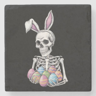 Skeleton Bunny Holding Ostereier Funny Rabbit Steinuntersetzer