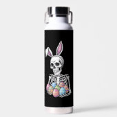 Skeleton Bunny Holding Ostereier Funny Rabbit Trinkflasche (Vorne)