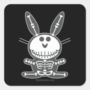 Skeleton Bunny Quadratischer Aufkleber