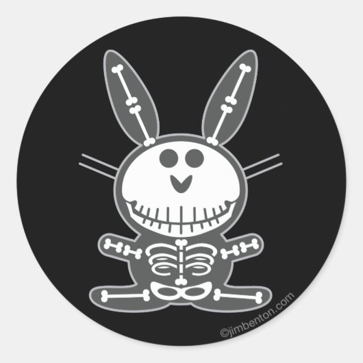 Skeleton Bunny Runder Aufkleber (Vorderseite)