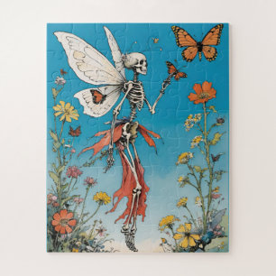 Skeleton Butterfly Fairy mit Wildblumen Puzzle
