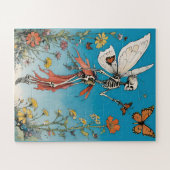 Skeleton Butterfly Fairy mit Wildblumen Puzzle (Horizontal)