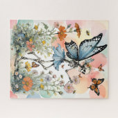 Skeleton Butterfly Fairy mit Wildblumen Puzzle (Horizontal)
