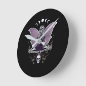 Skeleton Butterfly Goth Runde Wanduhr (Winkel)