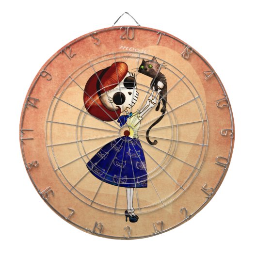 Skeleton Button herauf Mädchen mit ihrer Katze Dartscheibe (vorne)