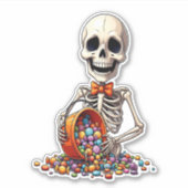 Skeleton Candy Bowl Halloween Aufkleber (Vorderseite)