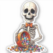 Skeleton Candy Bowl Halloween Aufkleber (Vorderseite)