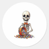 Skeleton Candy Bowl Halloween Runder Aufkleber (Vorderseite)