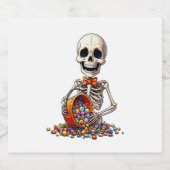 Skeleton Candy Bowl Halloween Schaumweinetikett (Einzelnes Label)