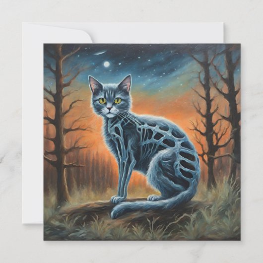 Skeleton Cat Einladung (Vorderseite)