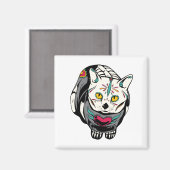 Skeleton Cat Geschenk für Dia de Muertos Skull Lie Magnet (Vorderseite/Rückseite)