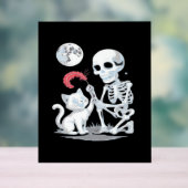 Skeleton Cat Halloween Funny Niedlich Spooky Essen Acrylschild (Neutral)