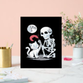 Skeleton Cat Halloween Funny Niedlich Spooky Essen Acrylschild (Hochzeit)