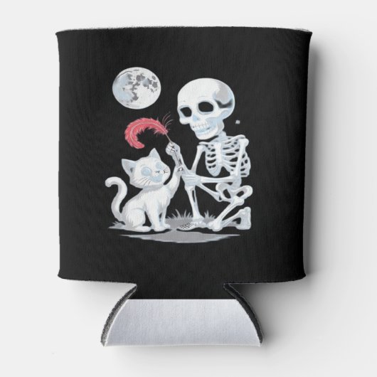 Skeleton Cat Halloween Funny Niedlich Spooky Essen Dosenkühler (Vorderseite)