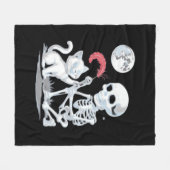 Skeleton Cat Halloween Funny Niedlich Spooky Essen Fleecedecke (Vorderseite (Horizontal))