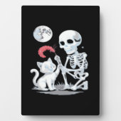 Skeleton Cat Halloween Funny Niedlich Spooky Essen Fotoplatte (Vorderseite)
