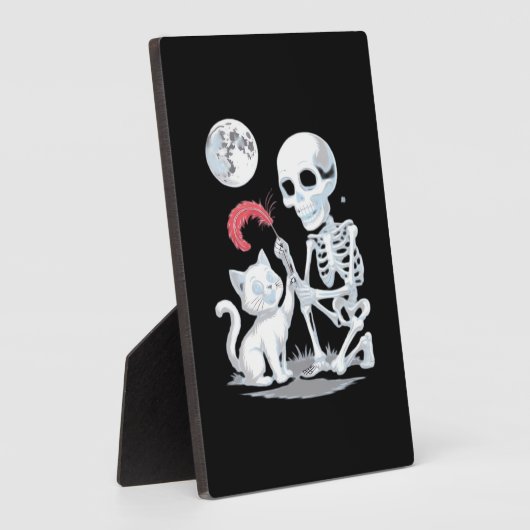 Skeleton Cat Halloween Funny Niedlich Spooky Essen Fotoplatte (Seite)