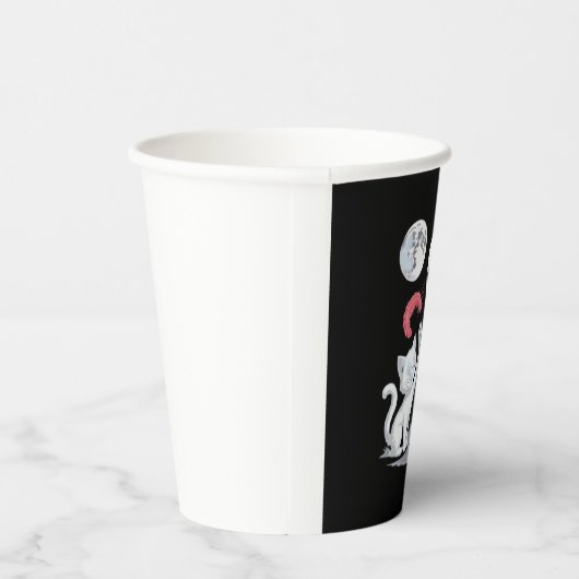 Skeleton Cat Halloween Funny Niedlich Spooky Essen Pappbecher (Rechts)