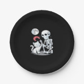 Skeleton Cat Halloween Funny Niedlich Spooky Essen Pappteller (Vorderseite)