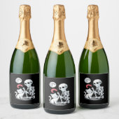 Skeleton Cat Halloween Funny Niedlich Spooky Essen Schaumweinetikett (Flaschen)