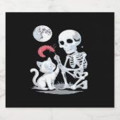 Skeleton Cat Halloween Funny Niedlich Spooky Essen Schaumweinetikett (Einzelnes Label)