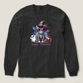 Skeleton Cat-Halloween-Kostüme Tri-Blend Shirt