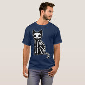Skeleton Cat Halloween Vintag T-Shirt (Vorne ganz)