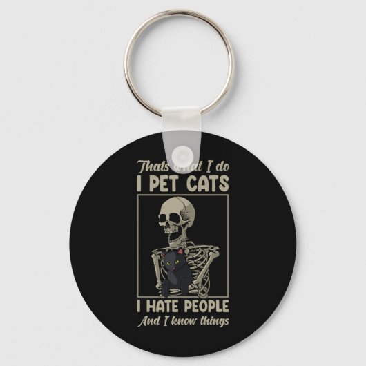 Skeleton Cat Kitten Lover Grumpy Skull Kitty Pet O Schlüsselanhänger (Vorderseite)