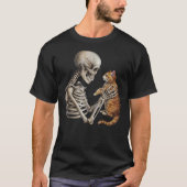 Skeleton Cat Skull Kitty Cute Goth Adult Halloween T-Shirt (Vorderseite)