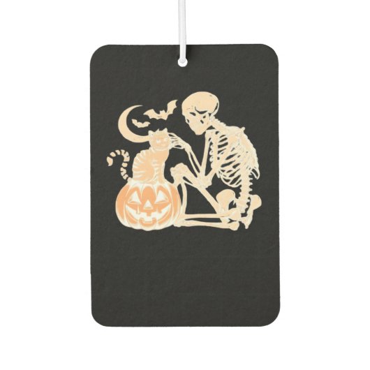Skeleton Cat Skull kitty Cute Halloween Design Cla Autolufterfrischer (Vorderseite)