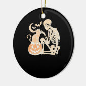 Skeleton Cat Skull kitty Cute Halloween Design Cla Keramik Ornament (Links)